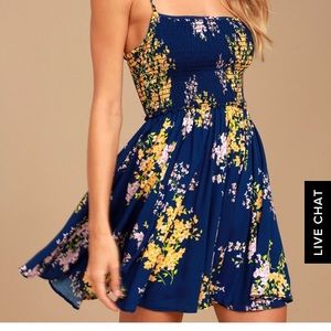 LULU’s FAIRYTALE BLISS NAVY BLUE FLORAL PRINT